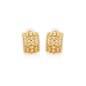 COPY - Kenneth Jay Lane, 5 Rows Polished Silver or Gold Beads Hoop Pierced Earr…